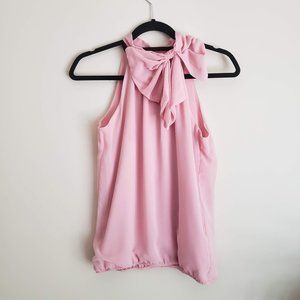 NY&C Blush Bow Halter Blouse